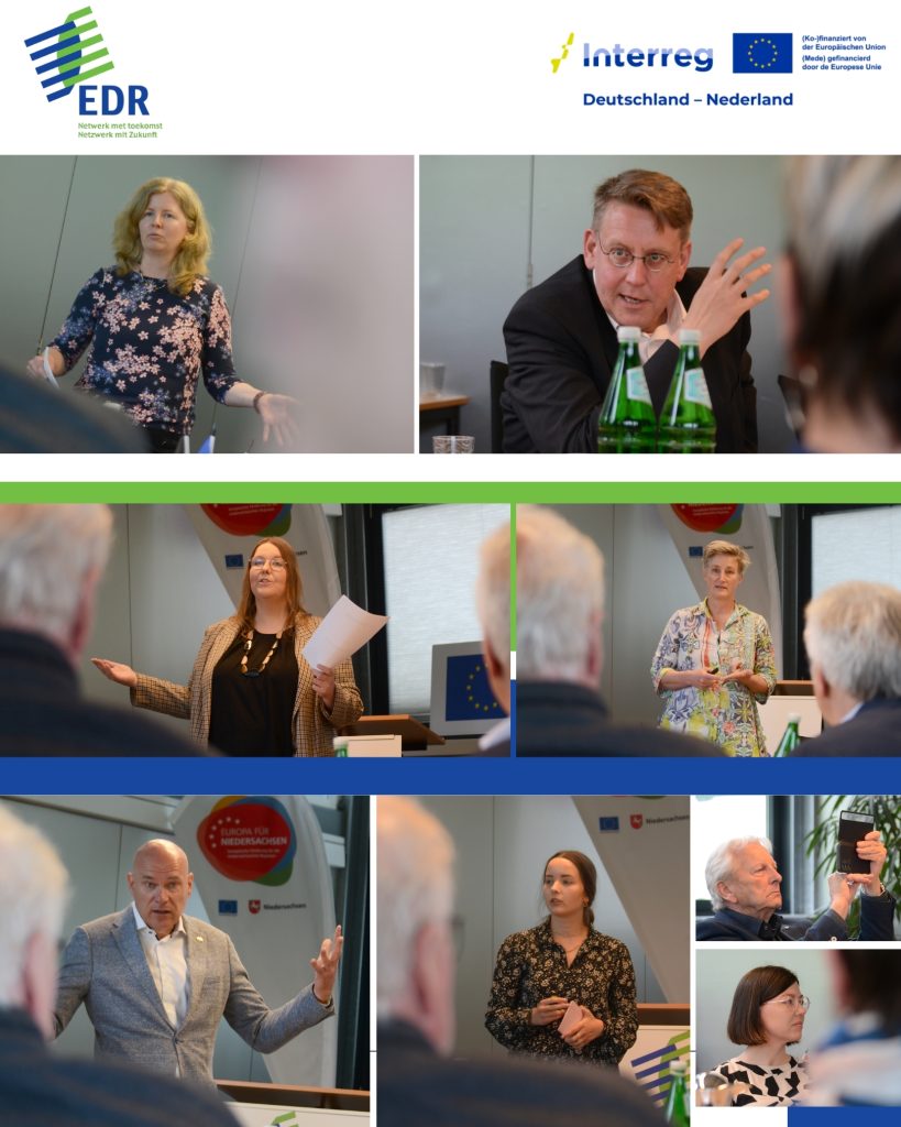 Bildercollage, Menschen präsentieren und diskutieren