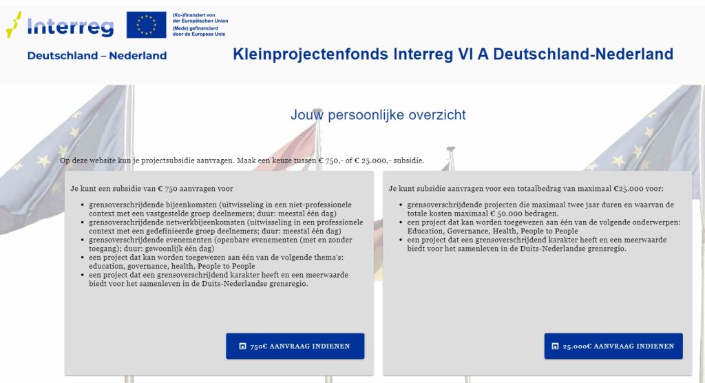 Screenshot Website KPF-Online Tool auf Niederländisch