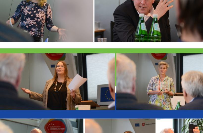 Bildercollage, Menschen präsentieren und diskutieren