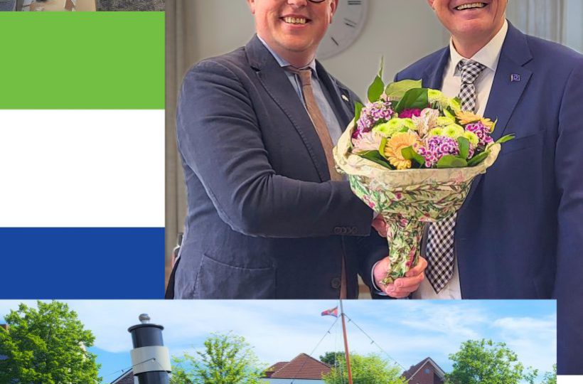 Bildercollage aus zwei Gruppenfotos und einem Foto zweier Männer.